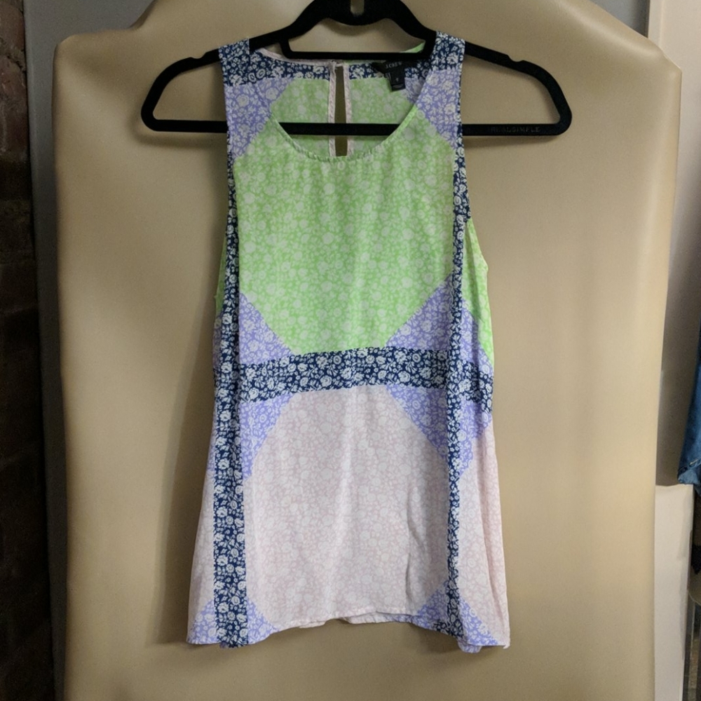 J. Crew multi-colored silk top.